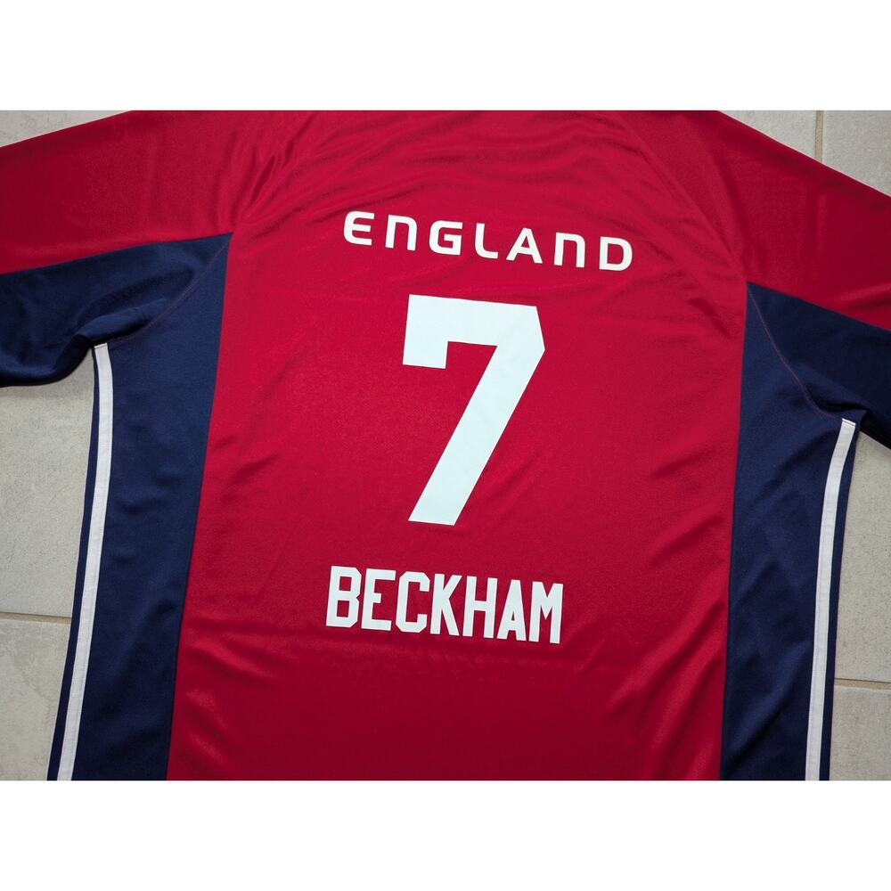 Adidas Men's XXL Vintage England Soccer Jersey Shirt #7 Beckham Red Blue - Picture 7 of 9